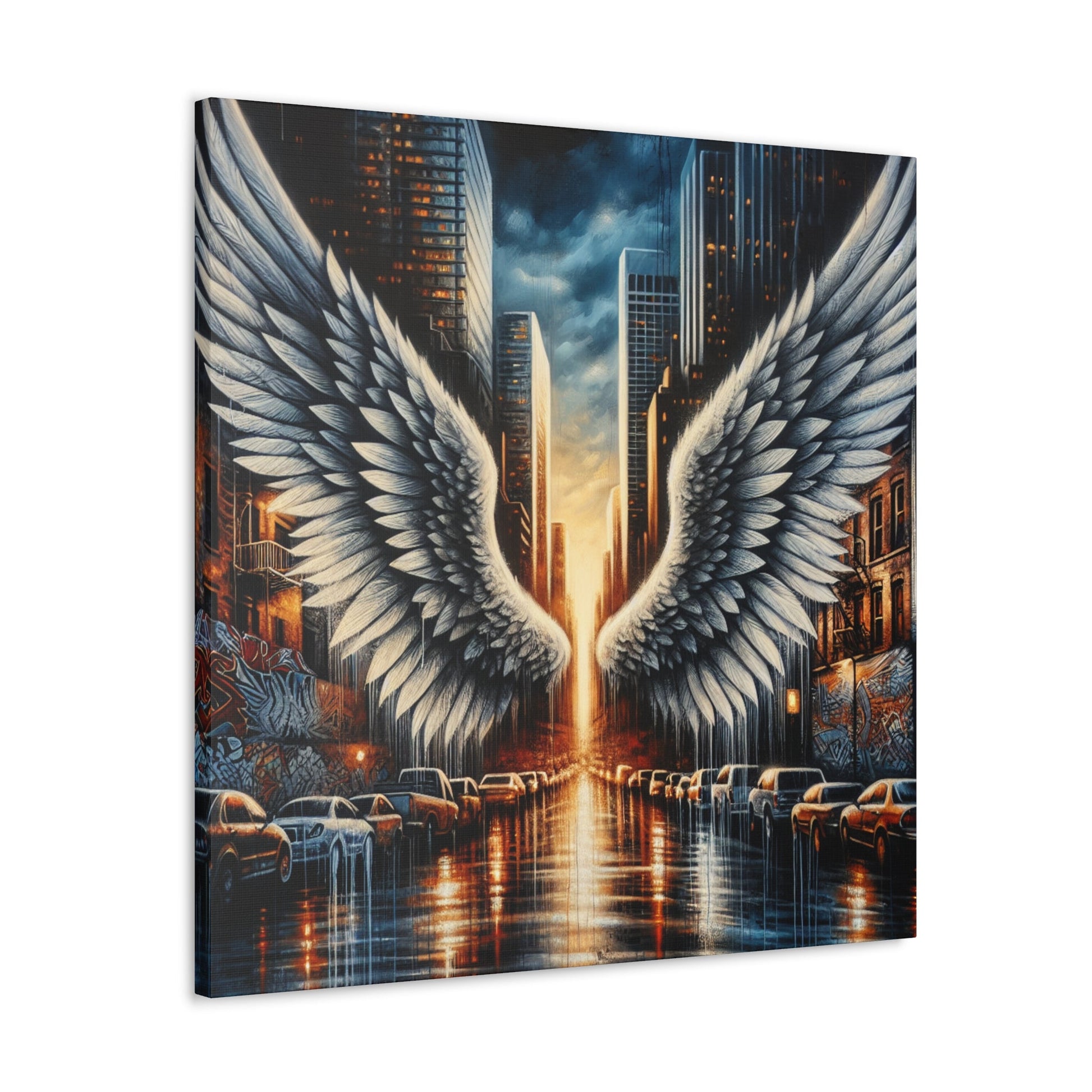 "Urban Reflections: Wings of Illumination" - Canvas - Authentic4Us