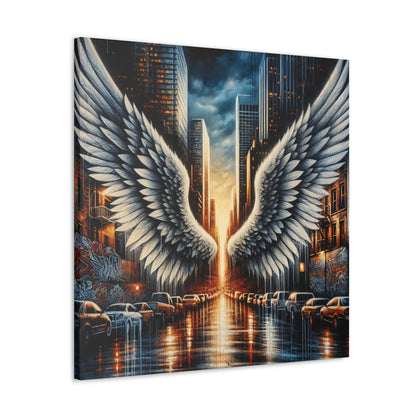 "Urban Reflections: Wings of Illumination" - Canvas - Authentic4Us