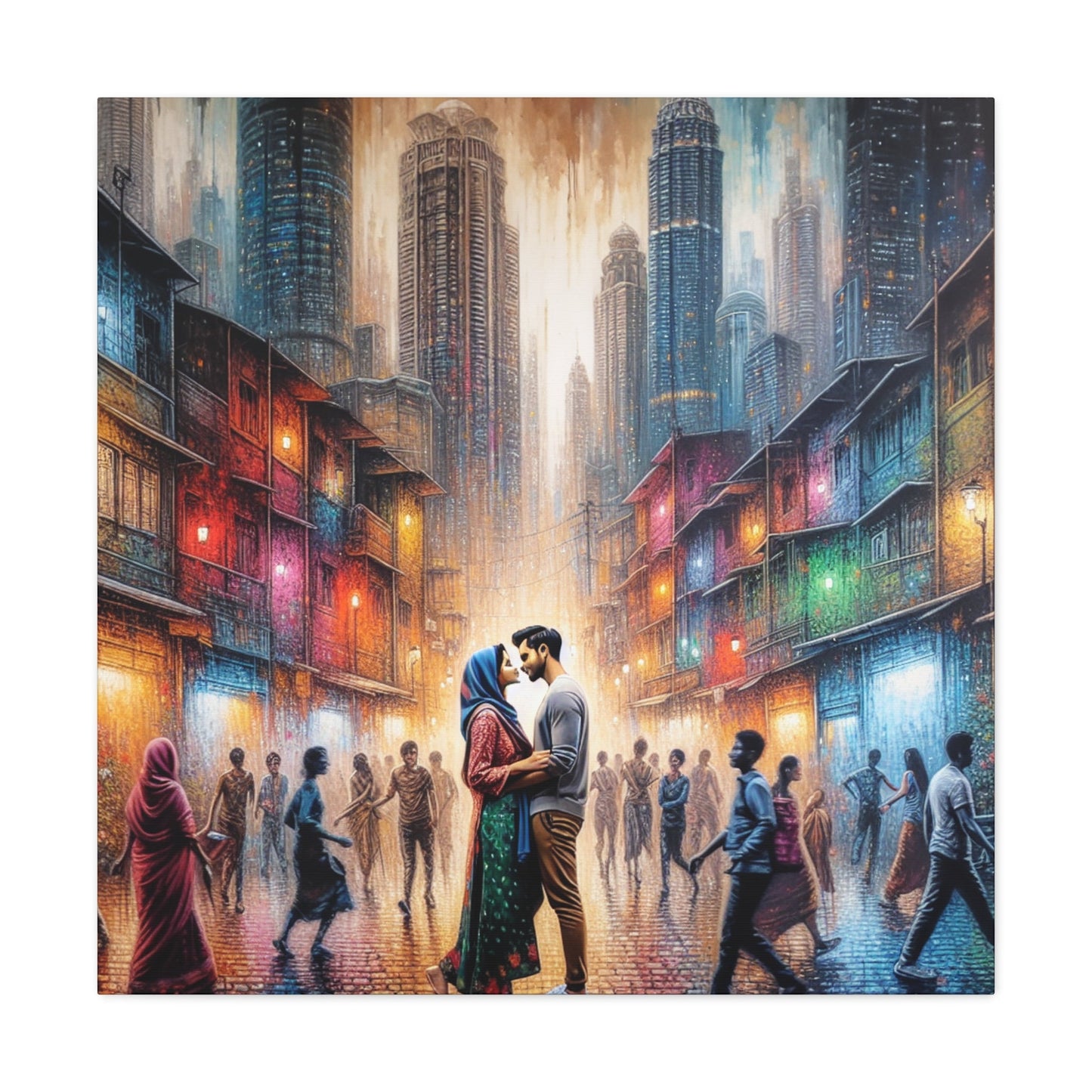 "Urban Romance in Rainy City" - Canvas - Authentic4Us