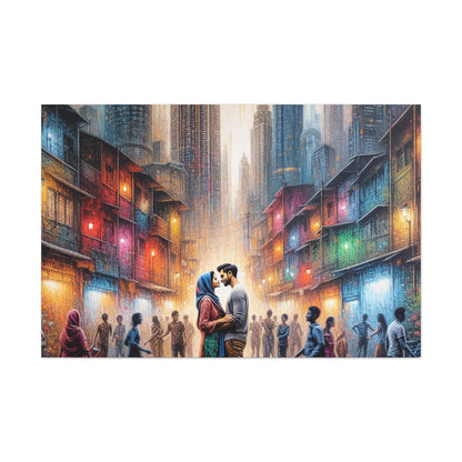 "Urban Romance in Rainy City" - Canvas - Authentic4Us