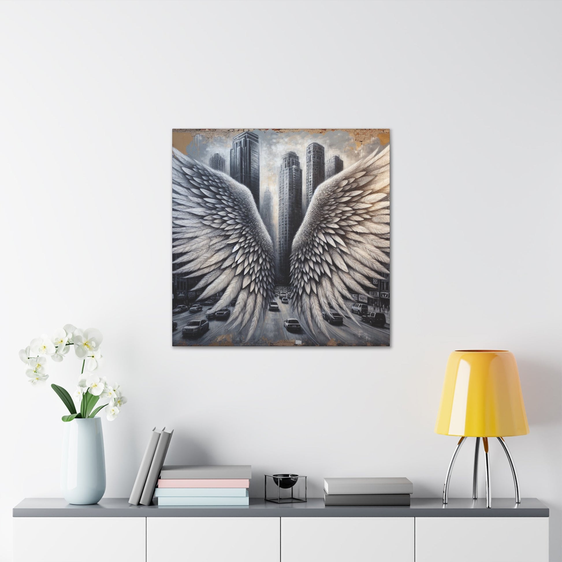 "Urban Wings: A Surreal Cityscape" - Canvas - Authentic4Us