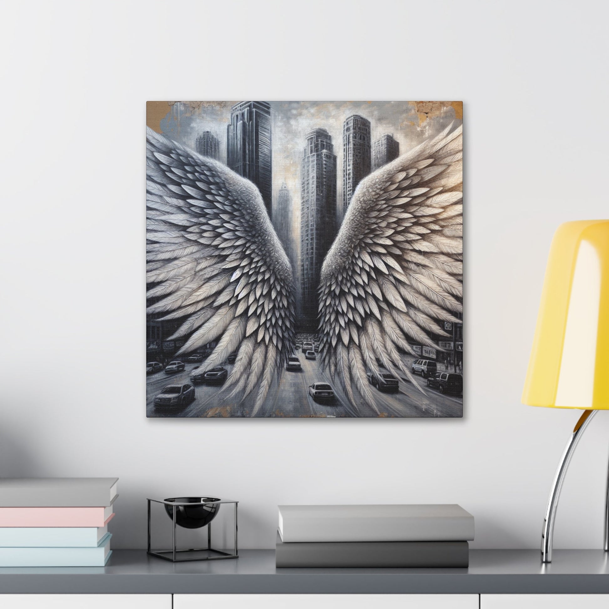 "Urban Wings: A Surreal Cityscape" - Canvas - Authentic4Us