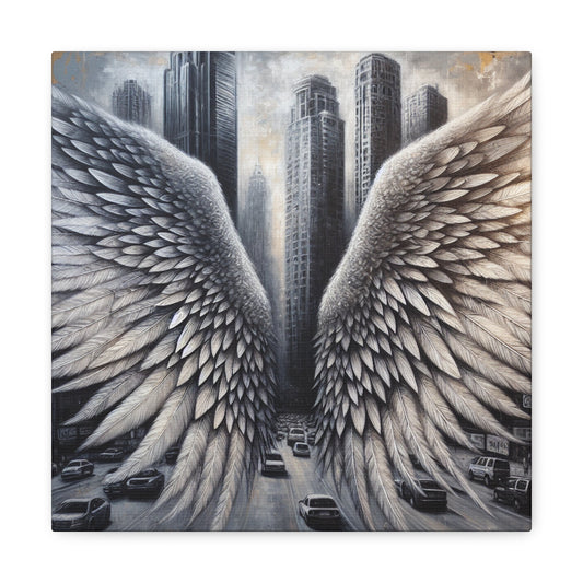 "Urban Wings: A Surreal Cityscape" - Canvas - Authentic4Us