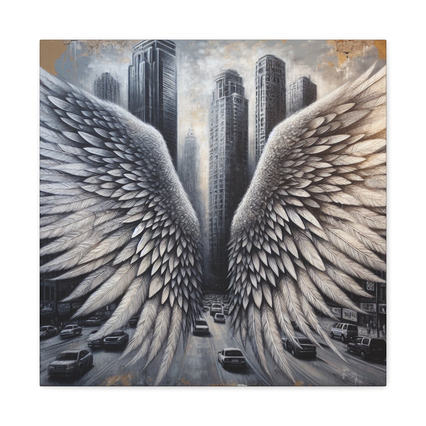 "Urban Wings: A Surreal Cityscape" - Canvas - Authentic4Us