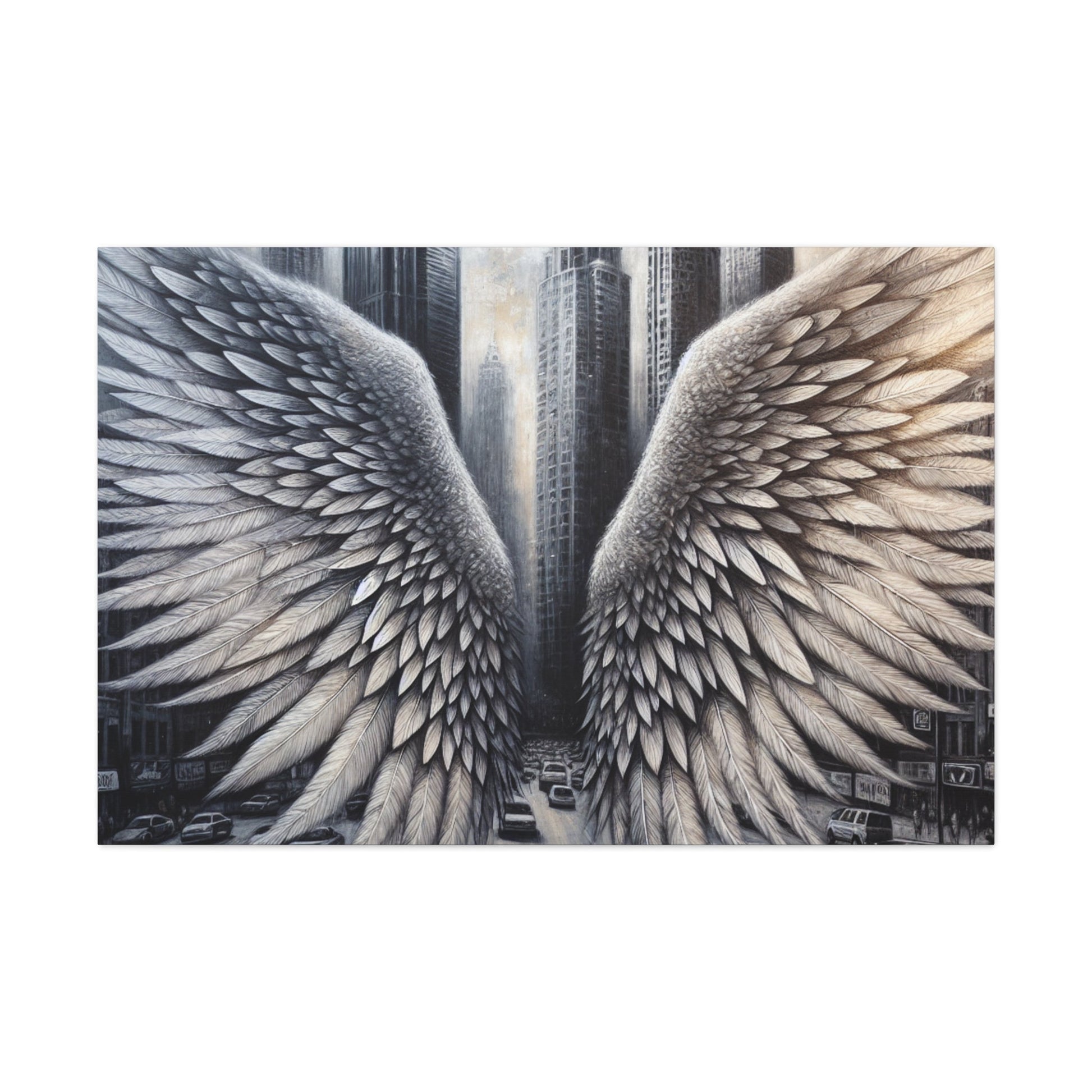 "Urban Wings: A Surreal Cityscape" - Canvas - Authentic4Us