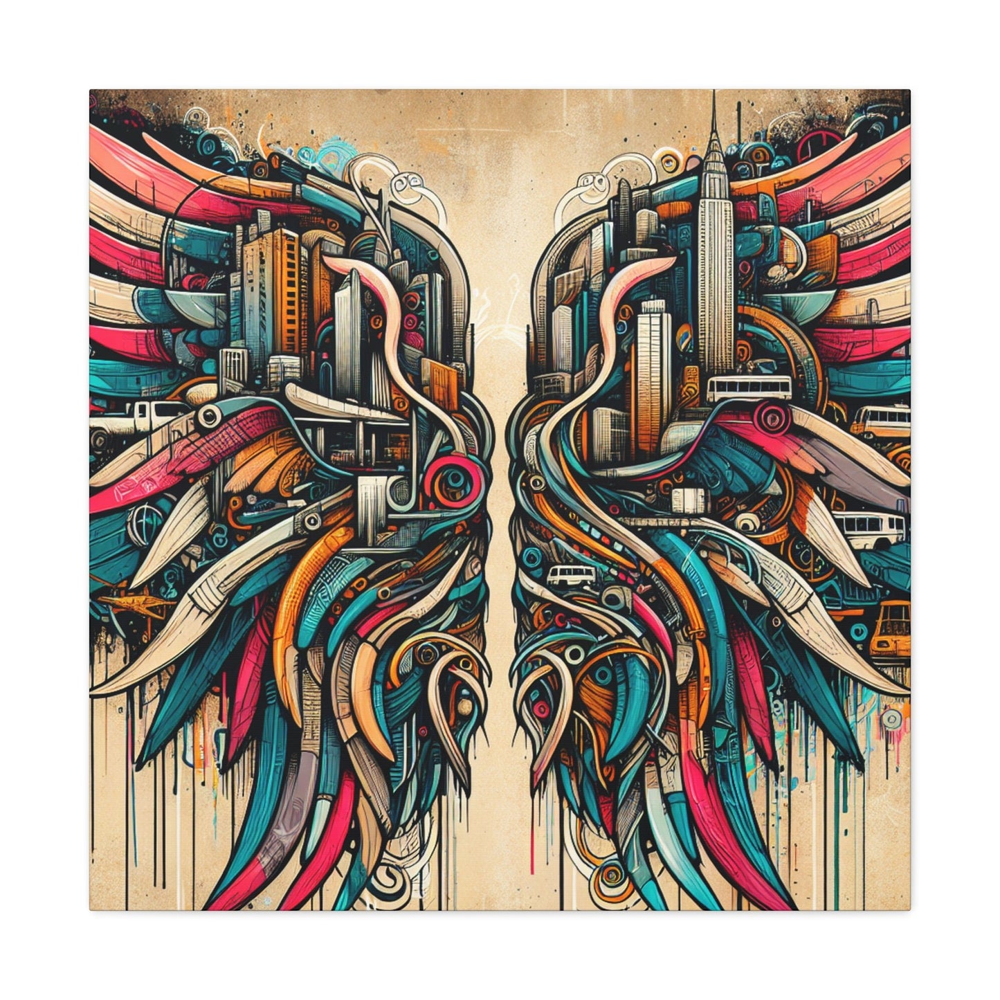 "Urban Wings of Vibrant Chaos" - Canvas - Authentic4Us