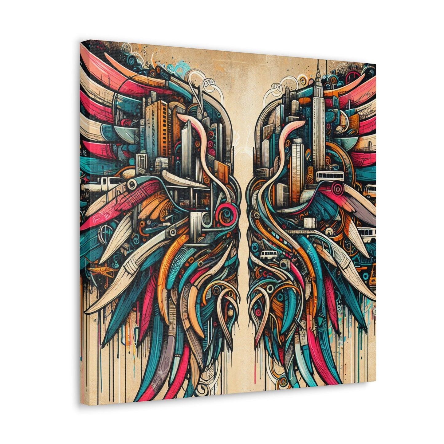 "Urban Wings of Vibrant Chaos" - Canvas - Authentic4Us