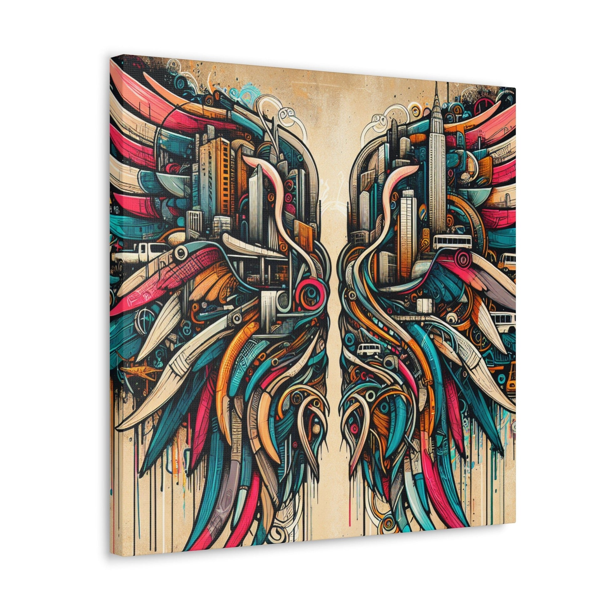 "Urban Wings of Vibrant Chaos" - Canvas - Authentic4Us