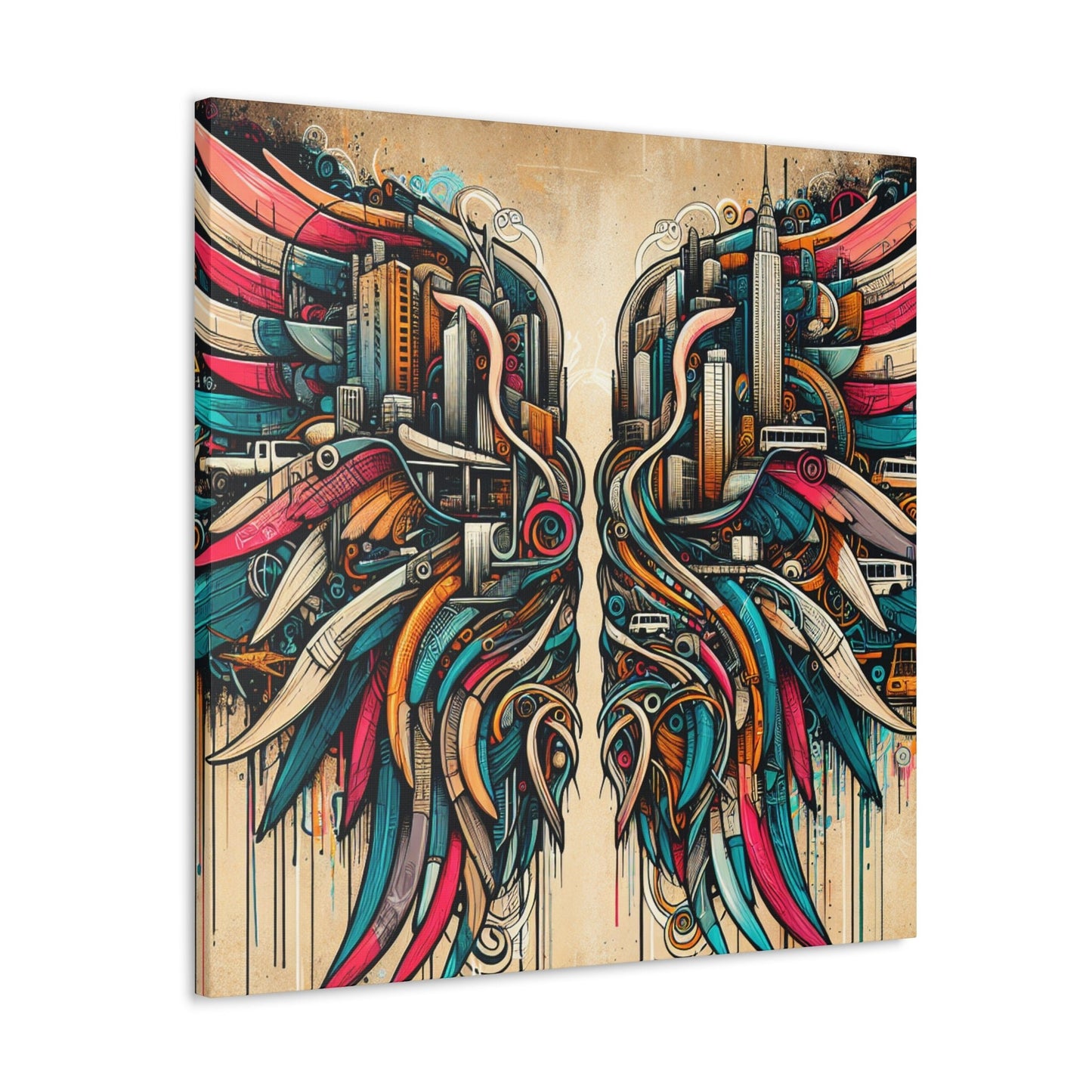 "Urban Wings of Vibrant Chaos" - Canvas - Authentic4Us