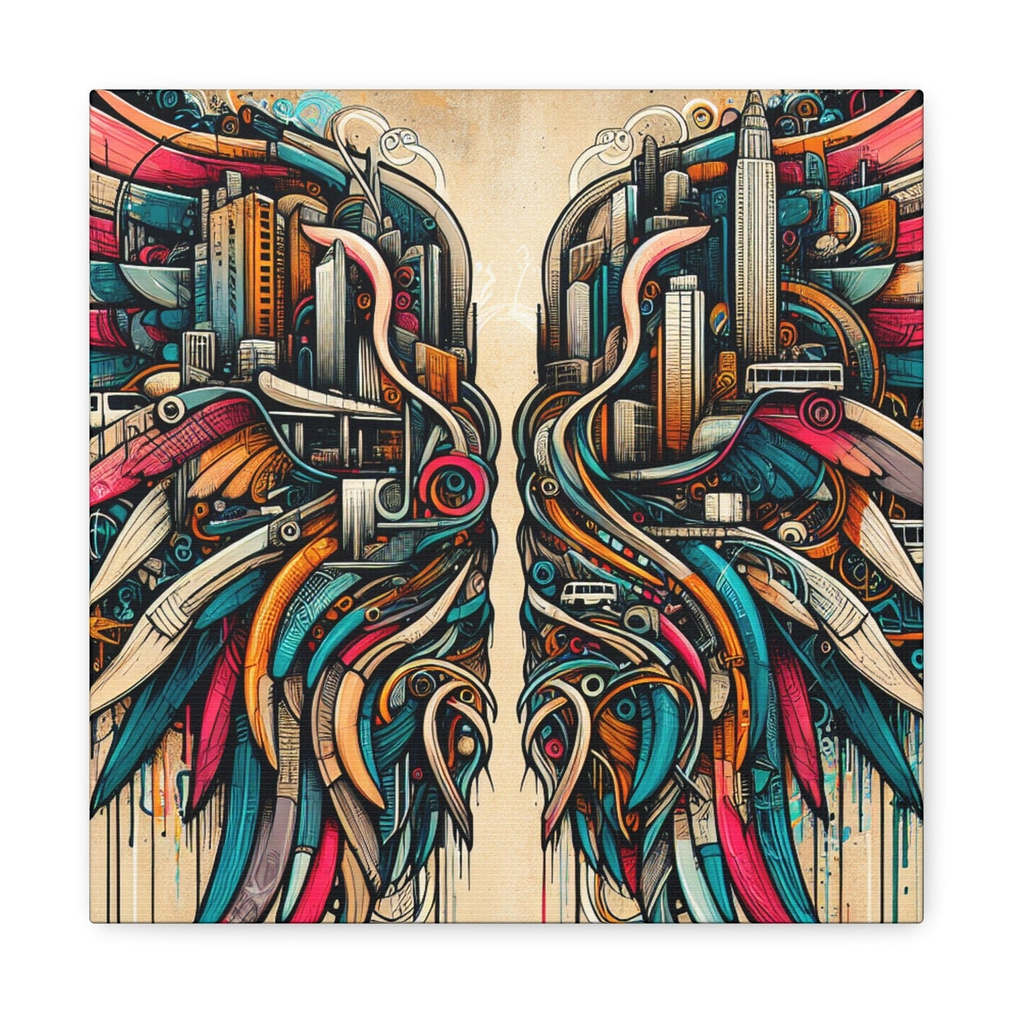 "Urban Wings of Vibrant Chaos" - Canvas - Authentic4Us