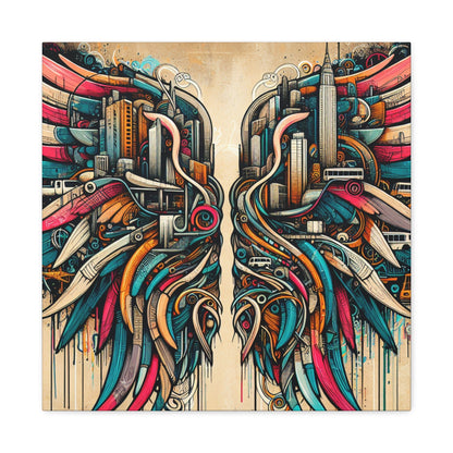 "Urban Wings of Vibrant Chaos" - Canvas - Authentic4Us