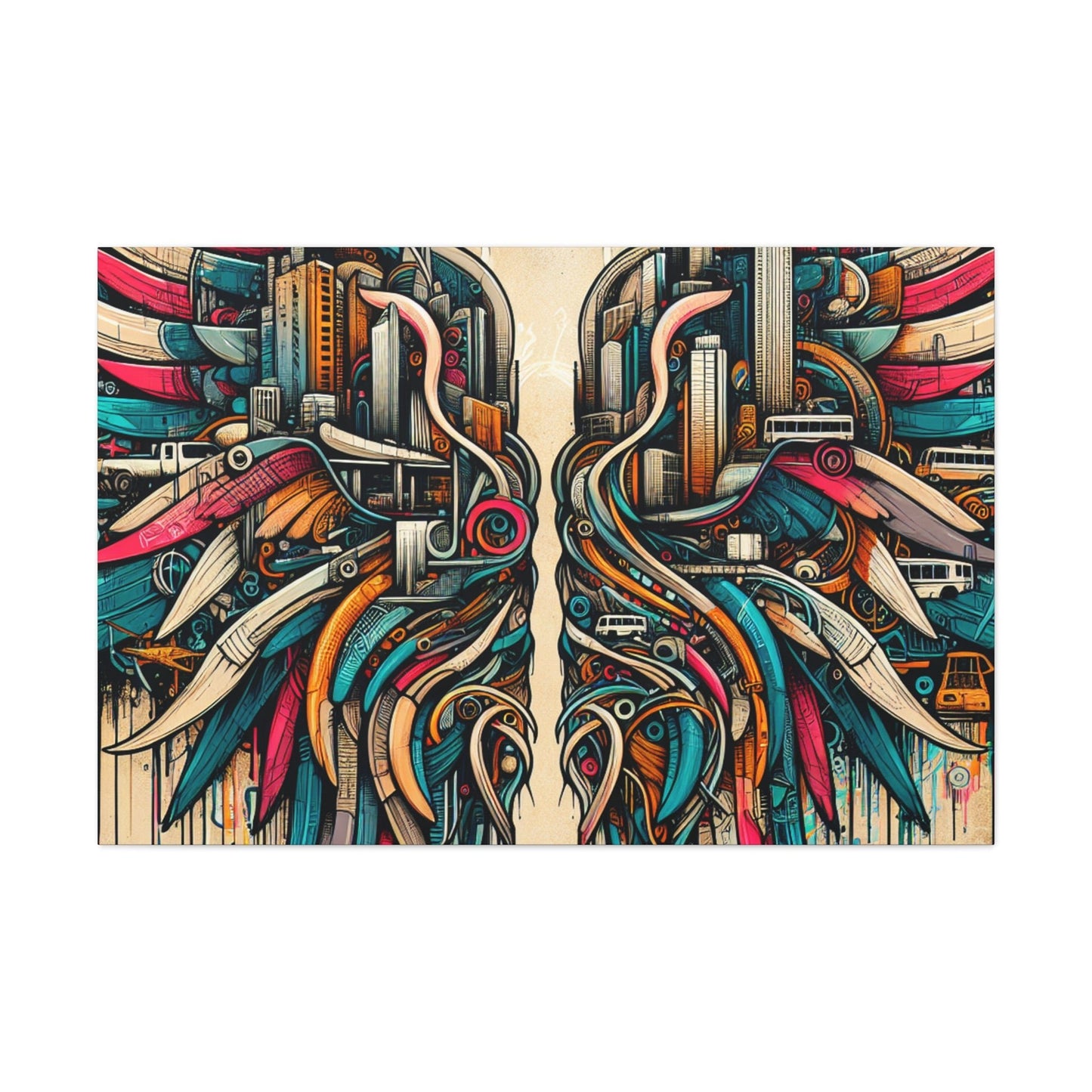 "Urban Wings of Vibrant Chaos" - Canvas - Authentic4Us