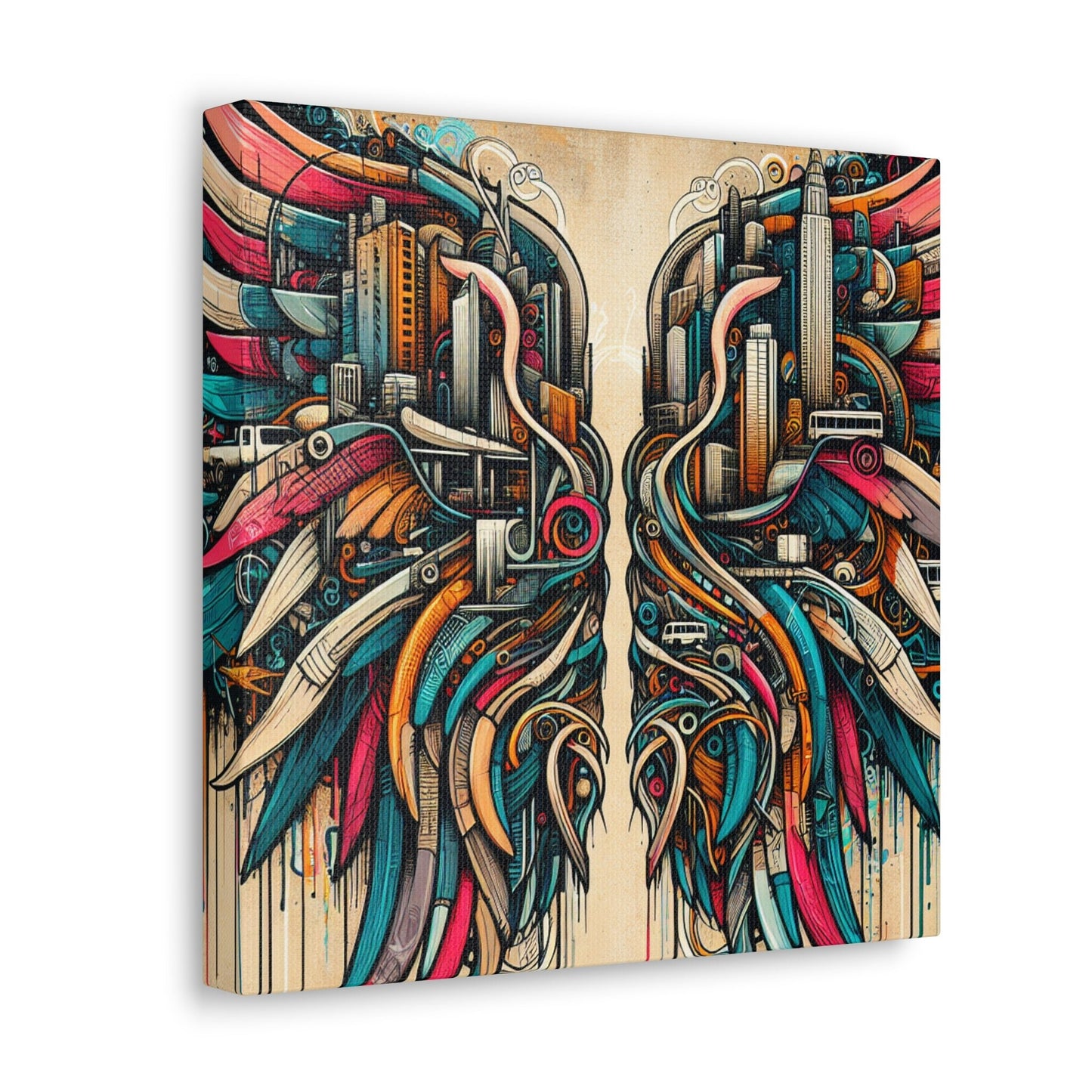 "Urban Wings of Vibrant Chaos" - Canvas - Authentic4Us