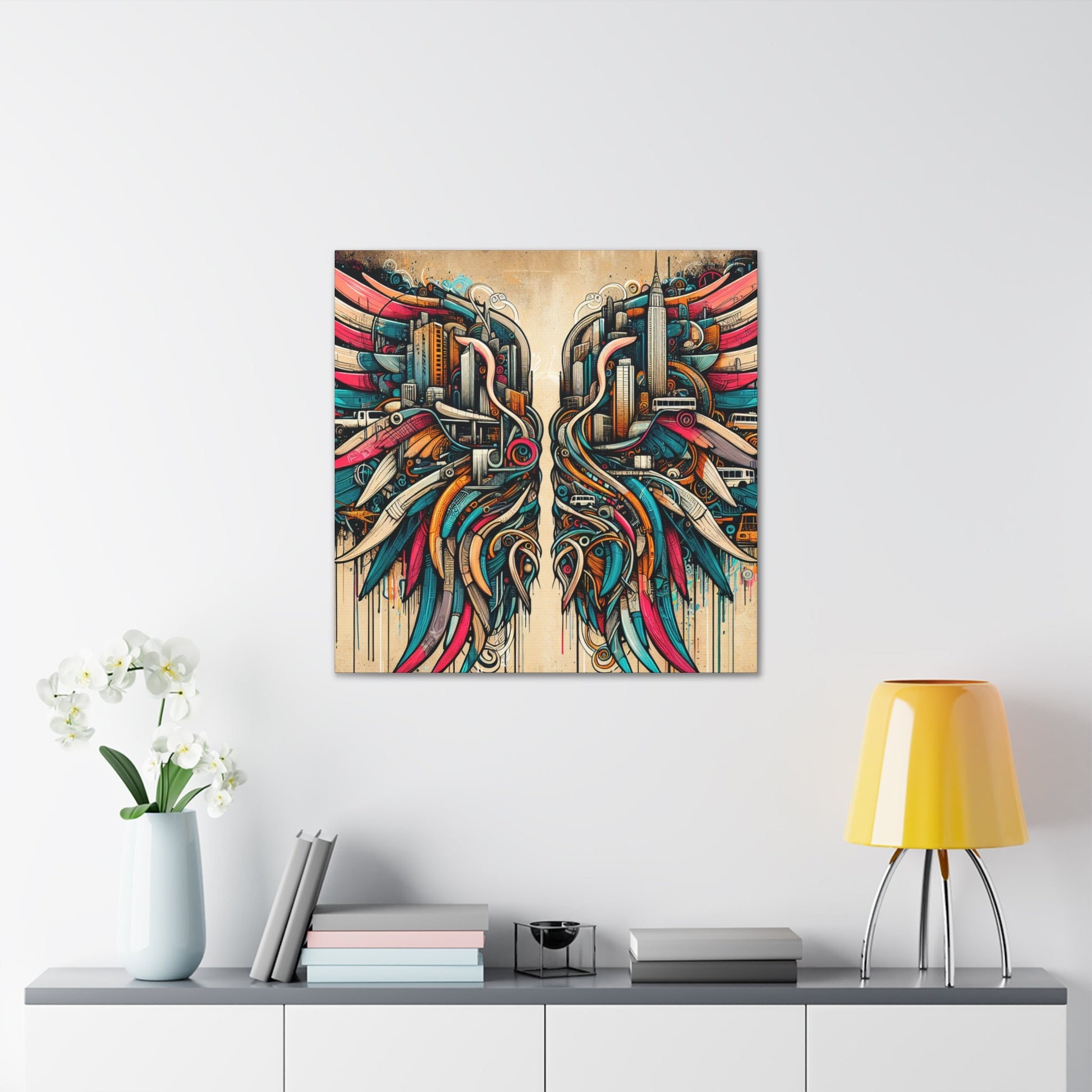 "Urban Wings of Vibrant Chaos" - Canvas - Authentic4Us