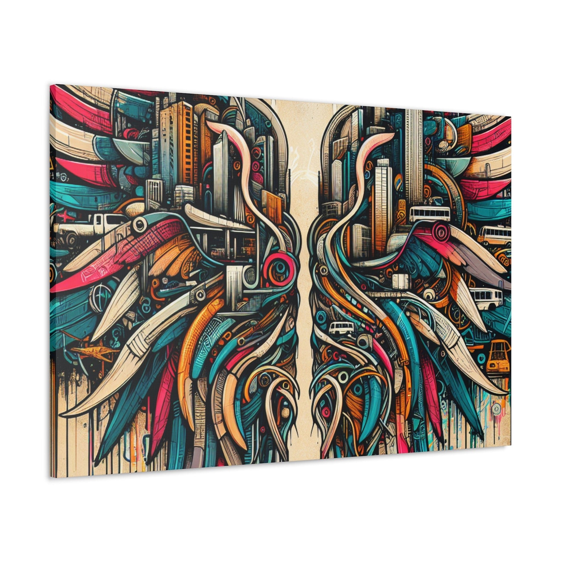 "Urban Wings of Vibrant Chaos" - Canvas - Authentic4Us