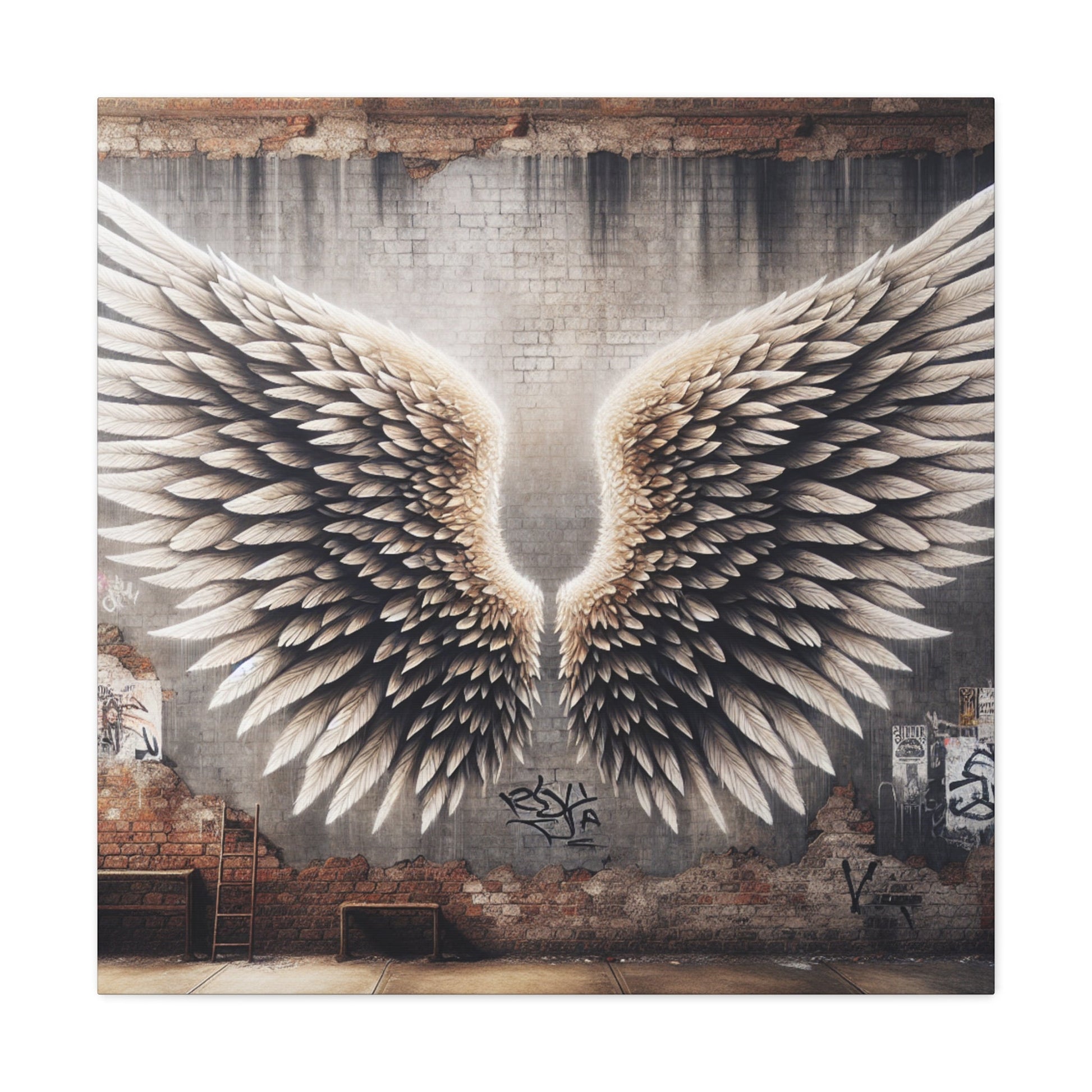 "Urban Wingscape: Realistic 3D Mural" - Canvas - Authentic4Us