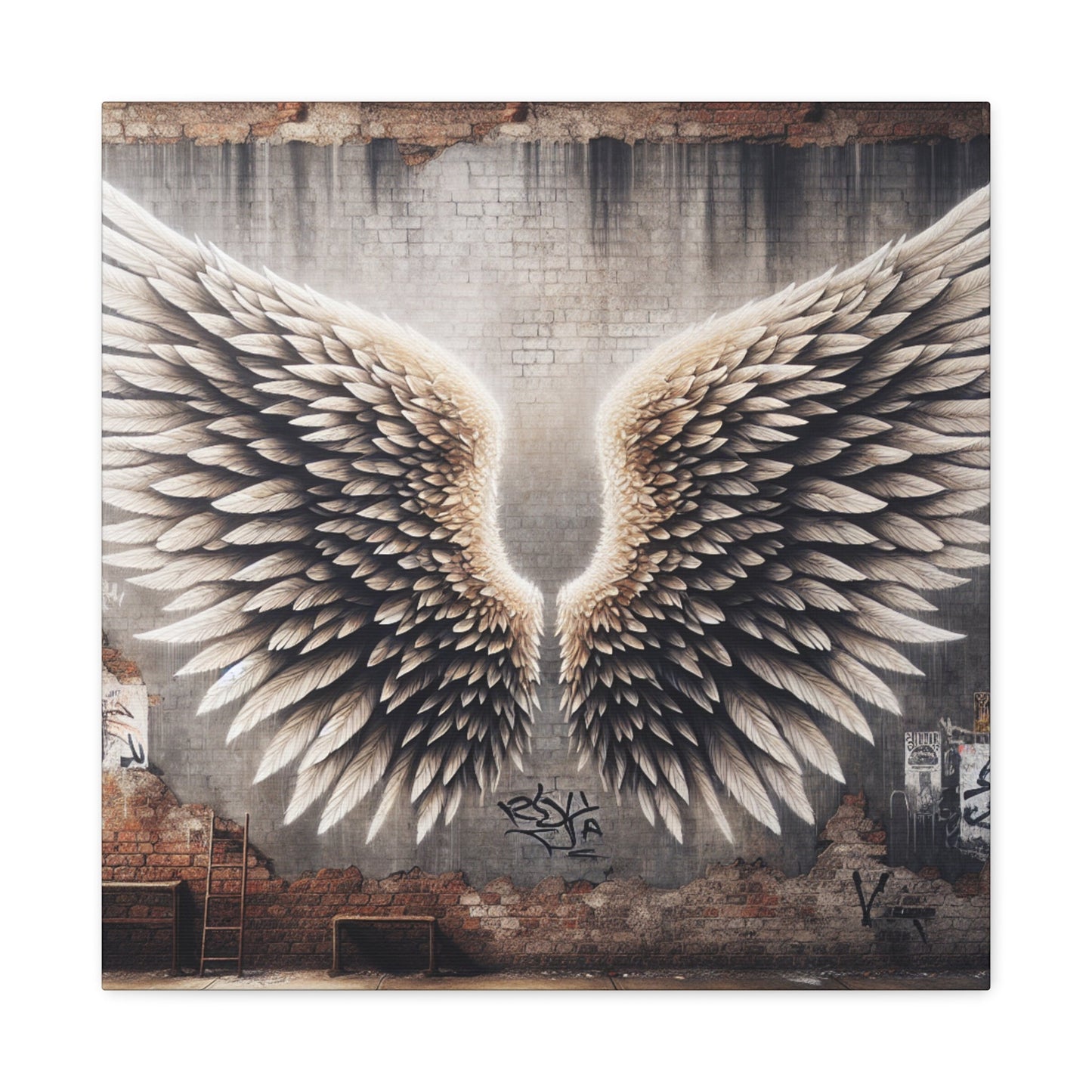 "Urban Wingscape: Realistic 3D Mural" - Canvas - Authentic4Us