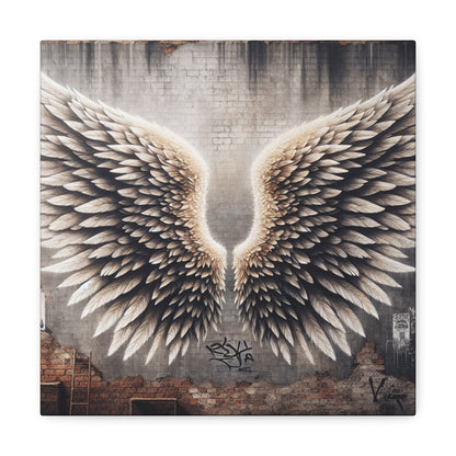 "Urban Wingscape: Realistic 3D Mural" - Canvas - Authentic4Us