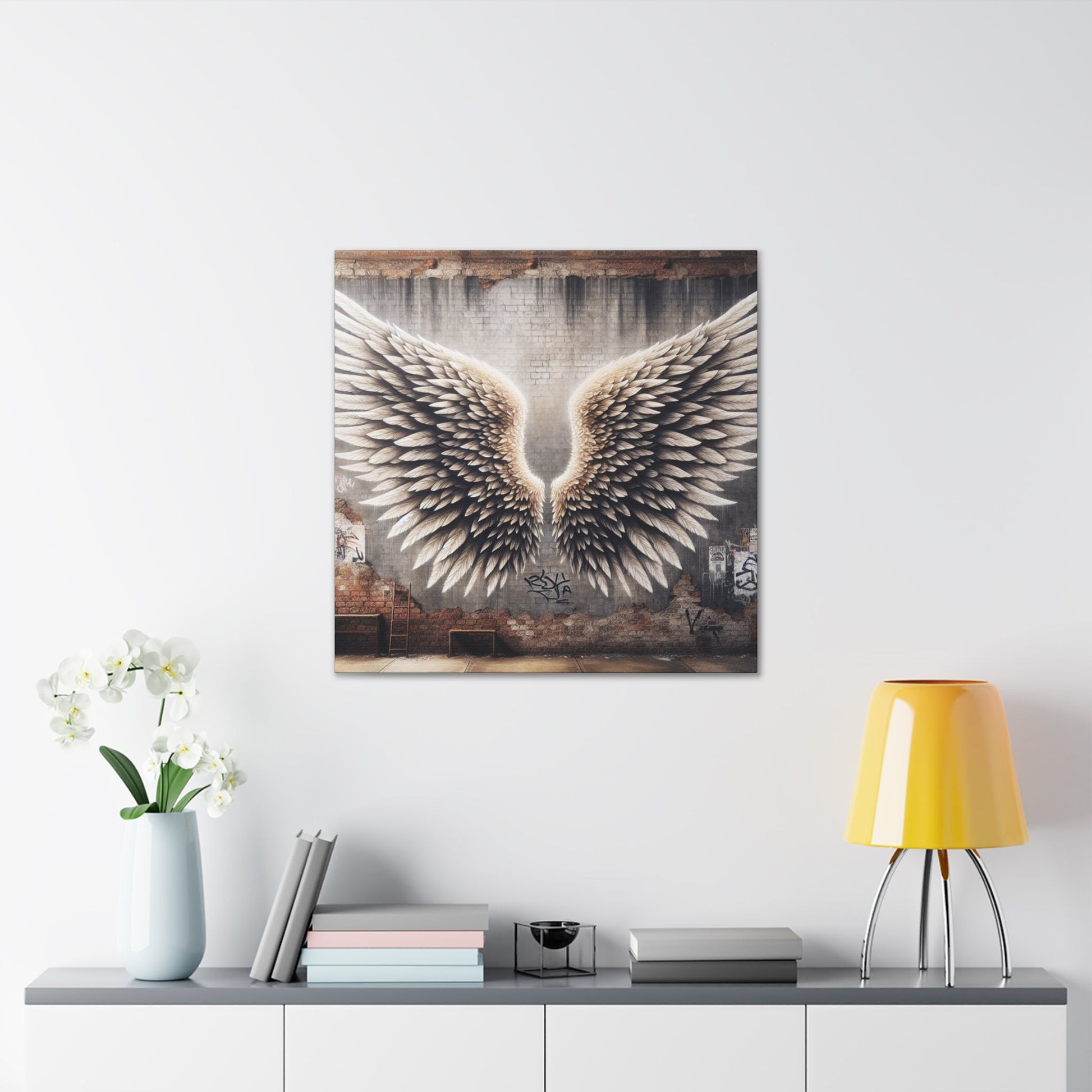 "Urban Wingscape: Realistic 3D Mural" - Canvas - Authentic4Us