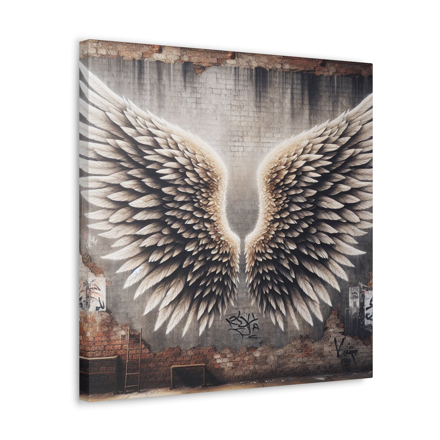 "Urban Wingscape: Realistic 3D Mural" - Canvas - Authentic4Us