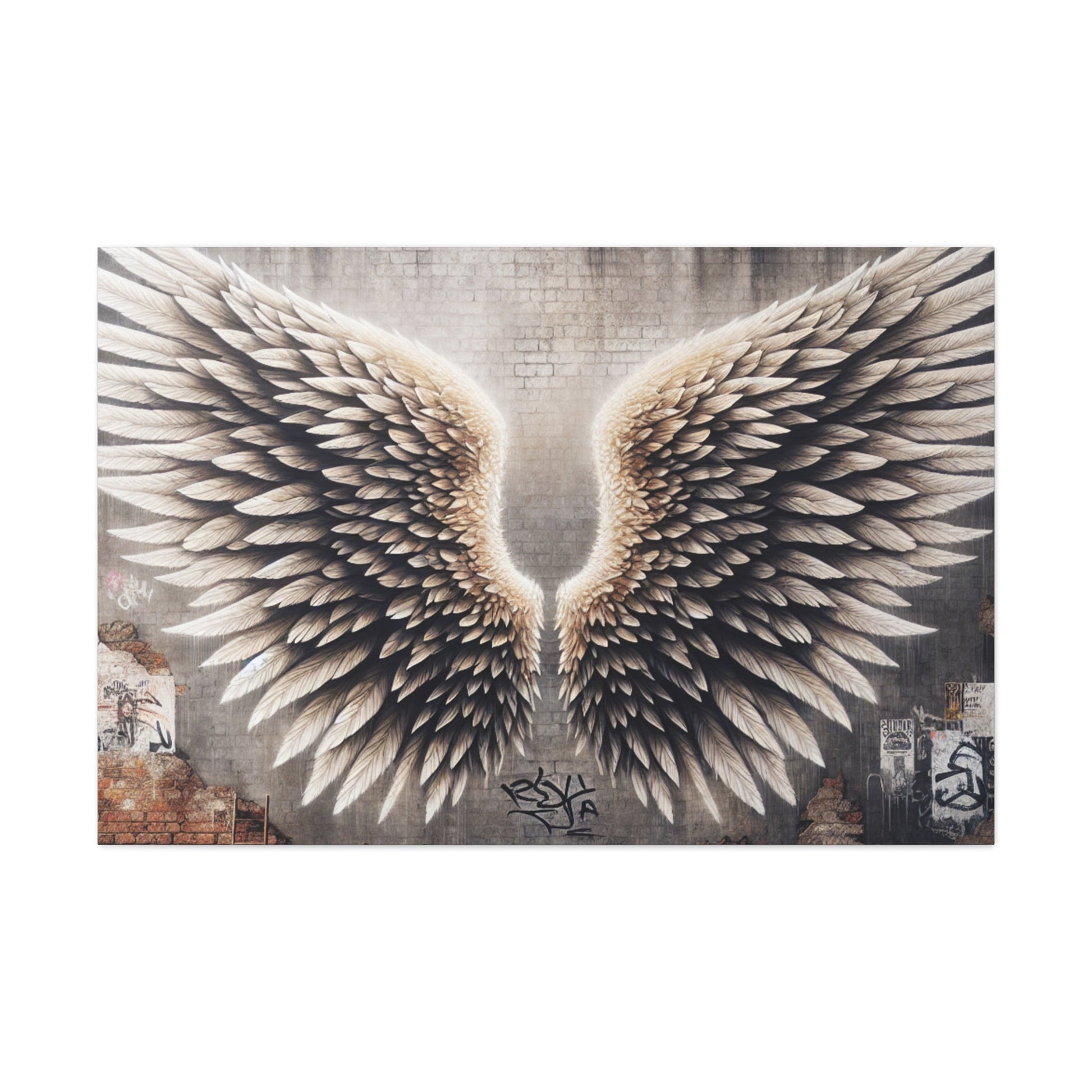 "Urban Wingscape: Realistic 3D Mural" - Canvas - Authentic4Us