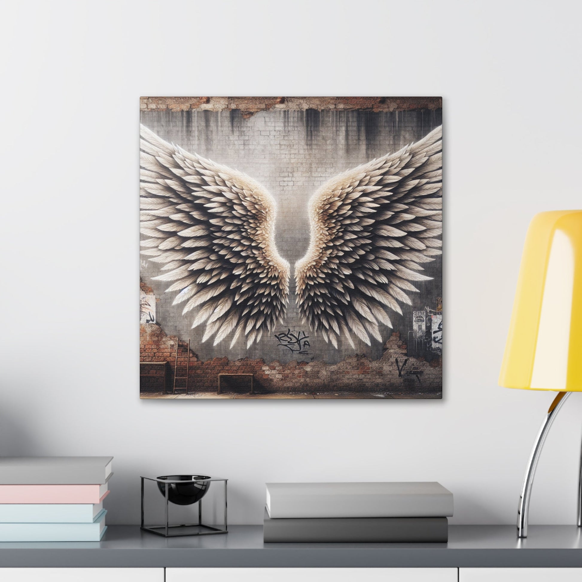 "Urban Wingscape: Realistic 3D Mural" - Canvas - Authentic4Us