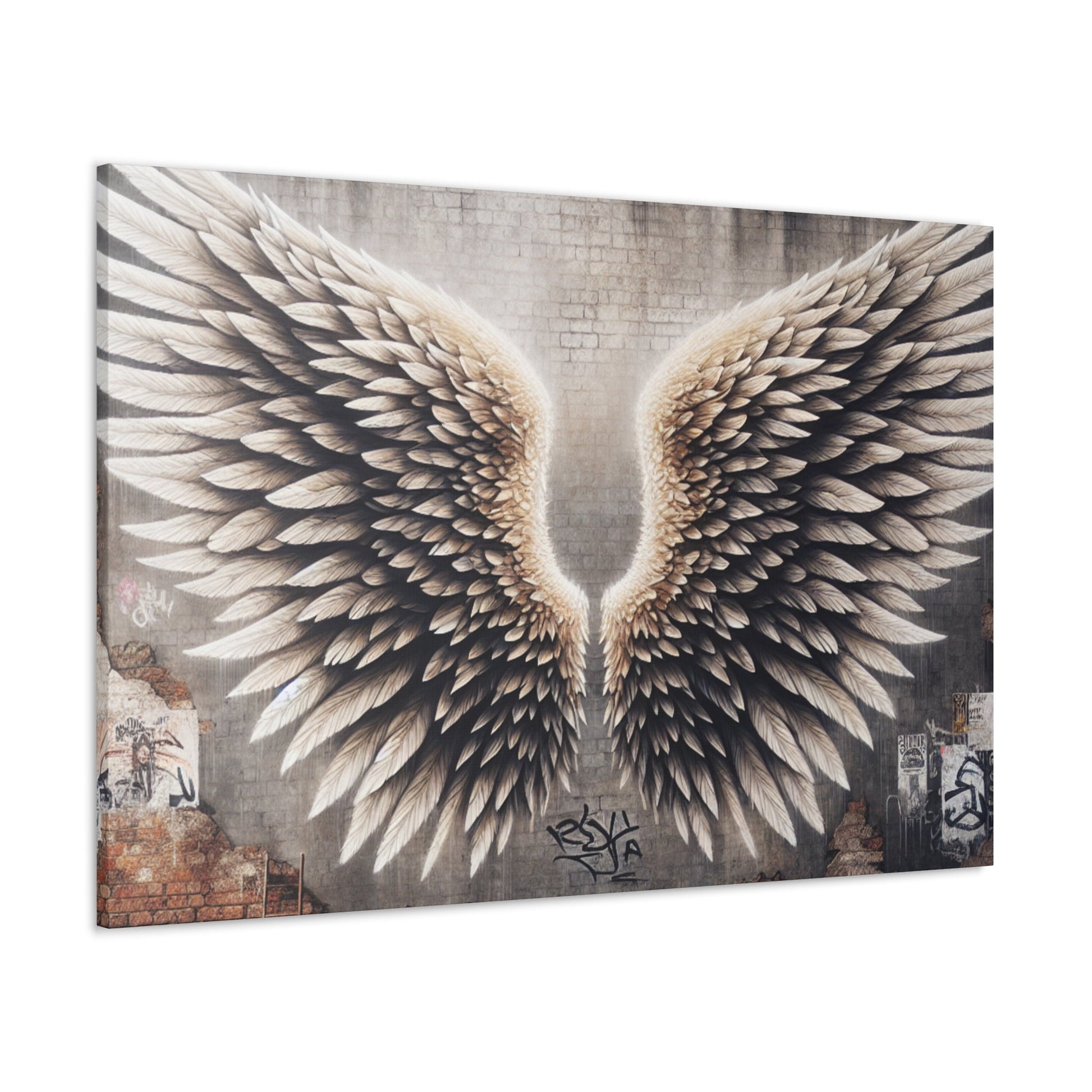 "Urban Wingscape: Realistic 3D Mural" - Canvas - Authentic4Us