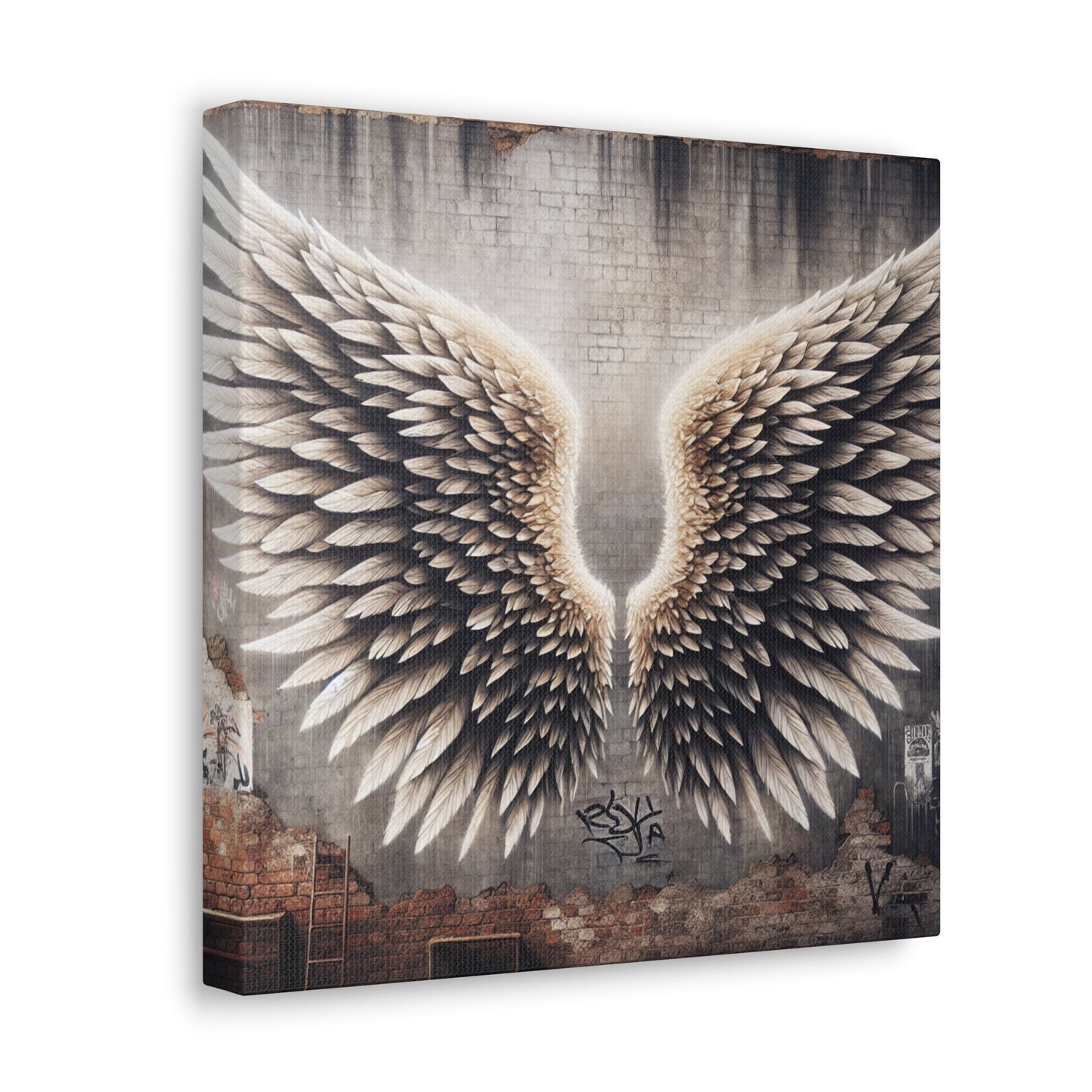 "Urban Wingscape: Realistic 3D Mural" - Canvas - Authentic4Us