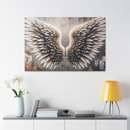 "Urban Wingscape: Realistic 3D Mural" - Canvas - Authentic4Us