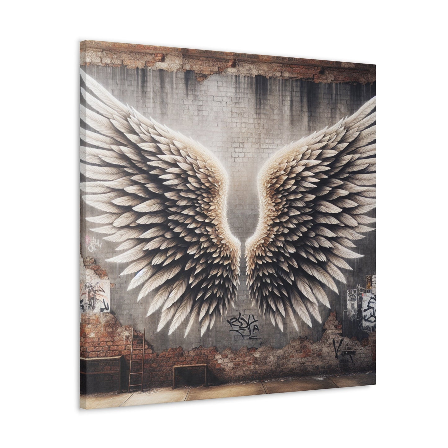 "Urban Wingscape: Realistic 3D Mural" - Canvas - Authentic4Us