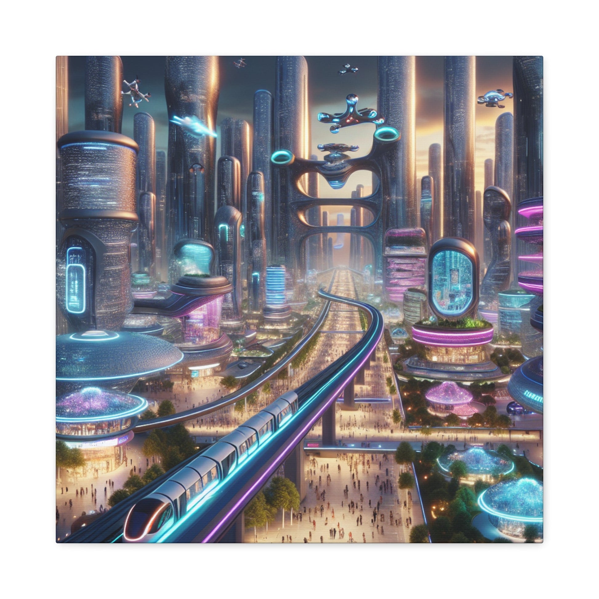 "Utopian City: Futuristic Harmony" - Canvas - Authentic4Us