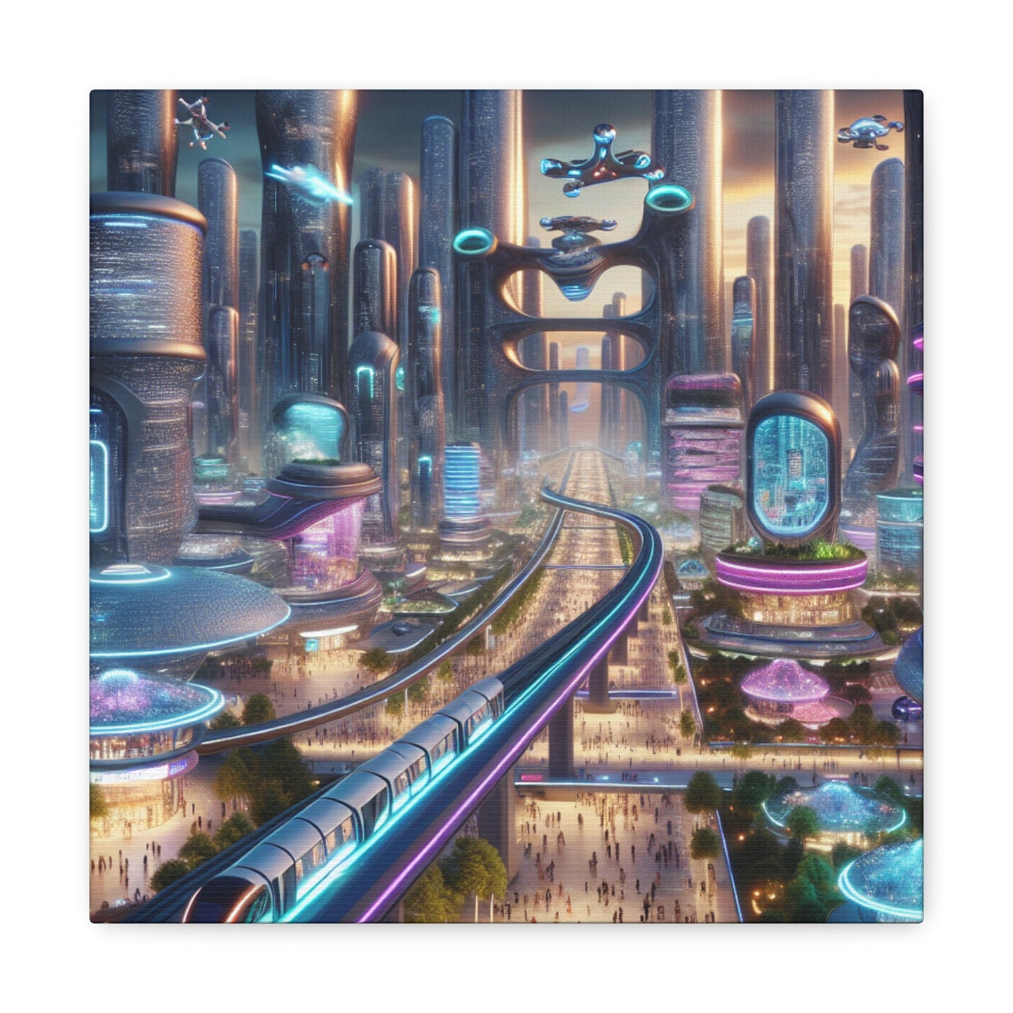 "Utopian City: Futuristic Harmony" - Canvas - Authentic4Us