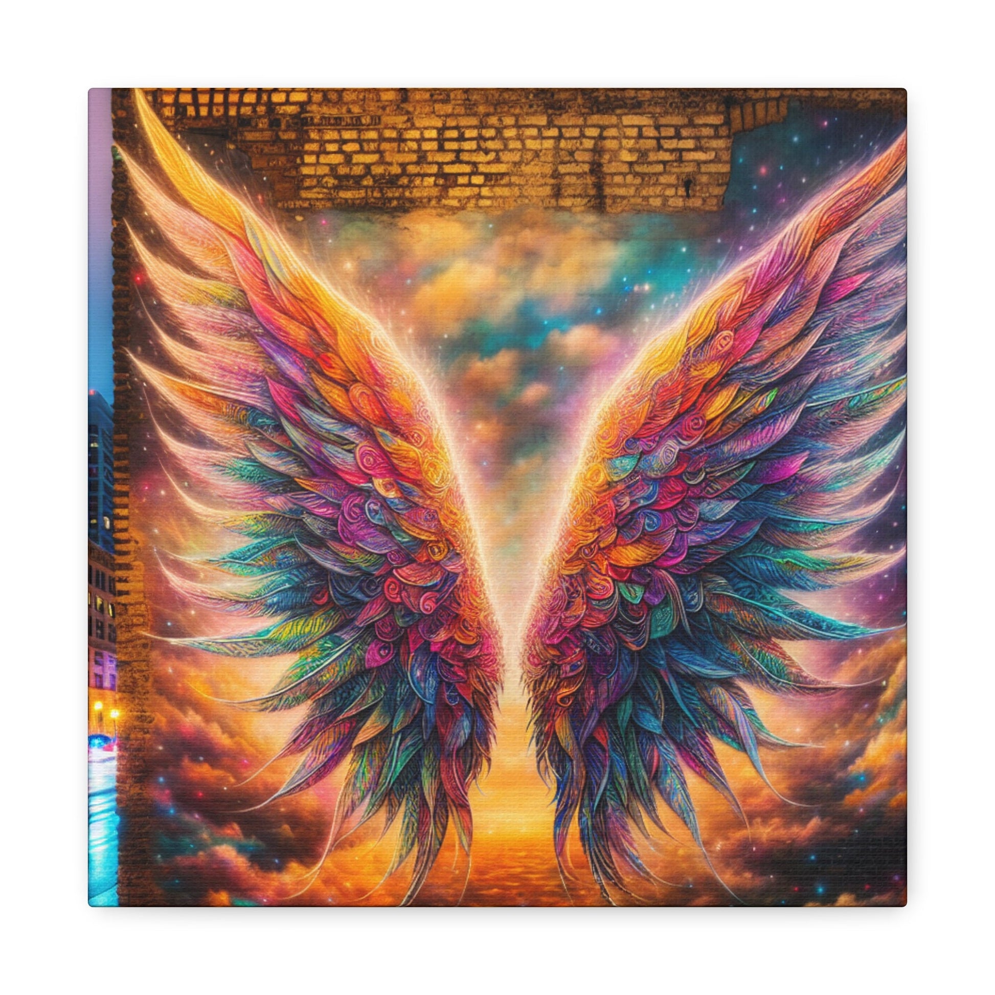 "Vibrant Celestial Wings Mural" - Canvas - Authentic4Us