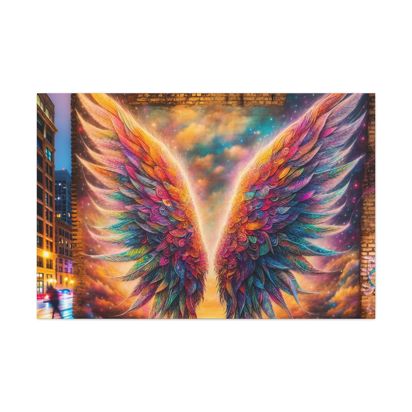 "Vibrant Celestial Wings Mural" - Canvas - Authentic4Us