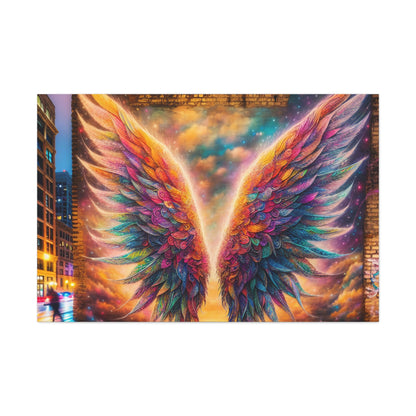 "Vibrant Celestial Wings Mural" - Canvas - Authentic4Us