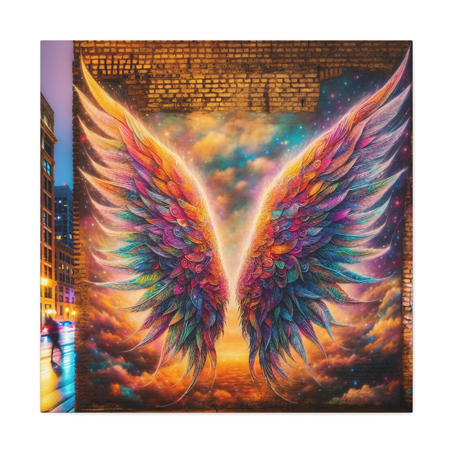 "Vibrant Celestial Wings Mural" - Canvas - Authentic4Us