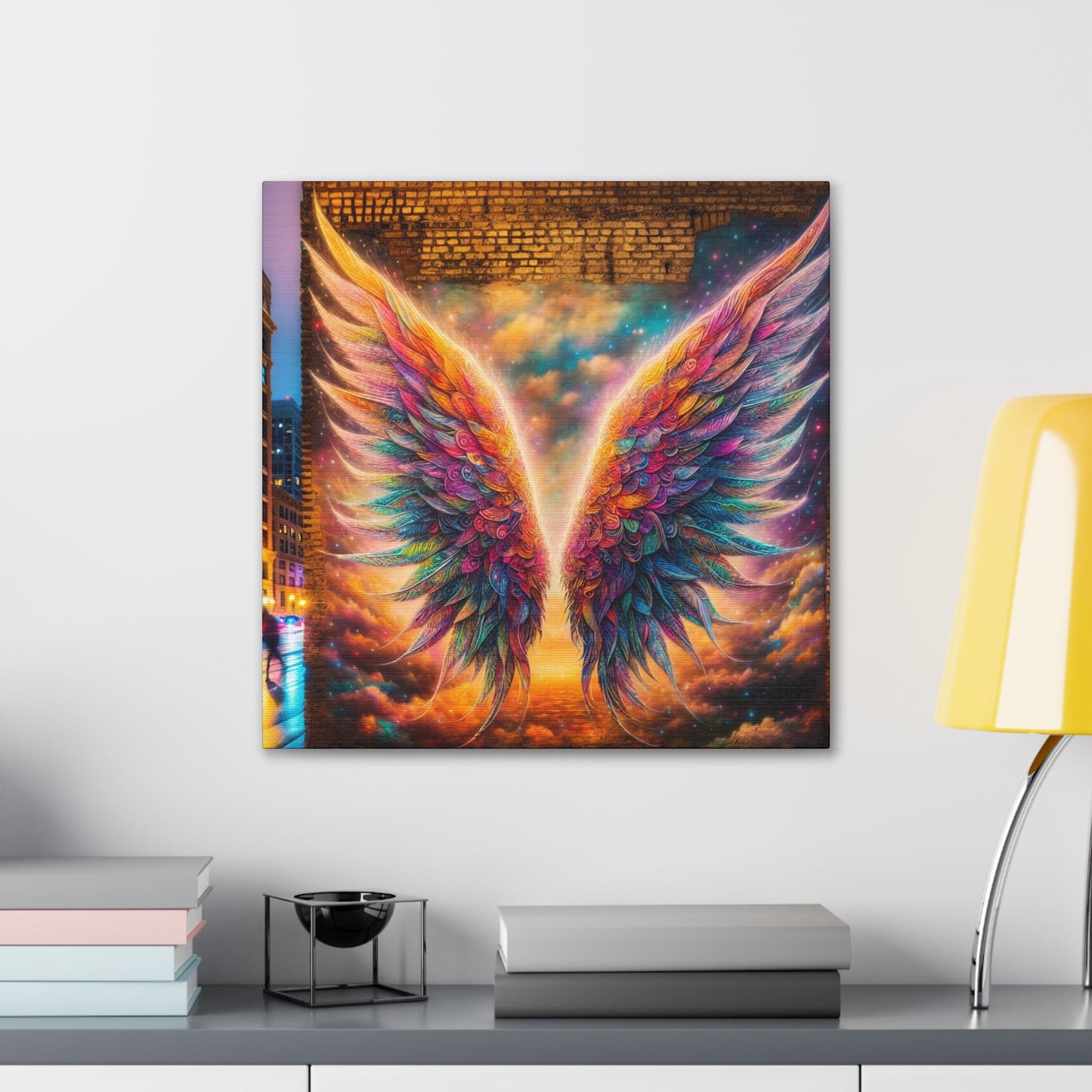 "Vibrant Celestial Wings Mural" - Canvas - Authentic4Us