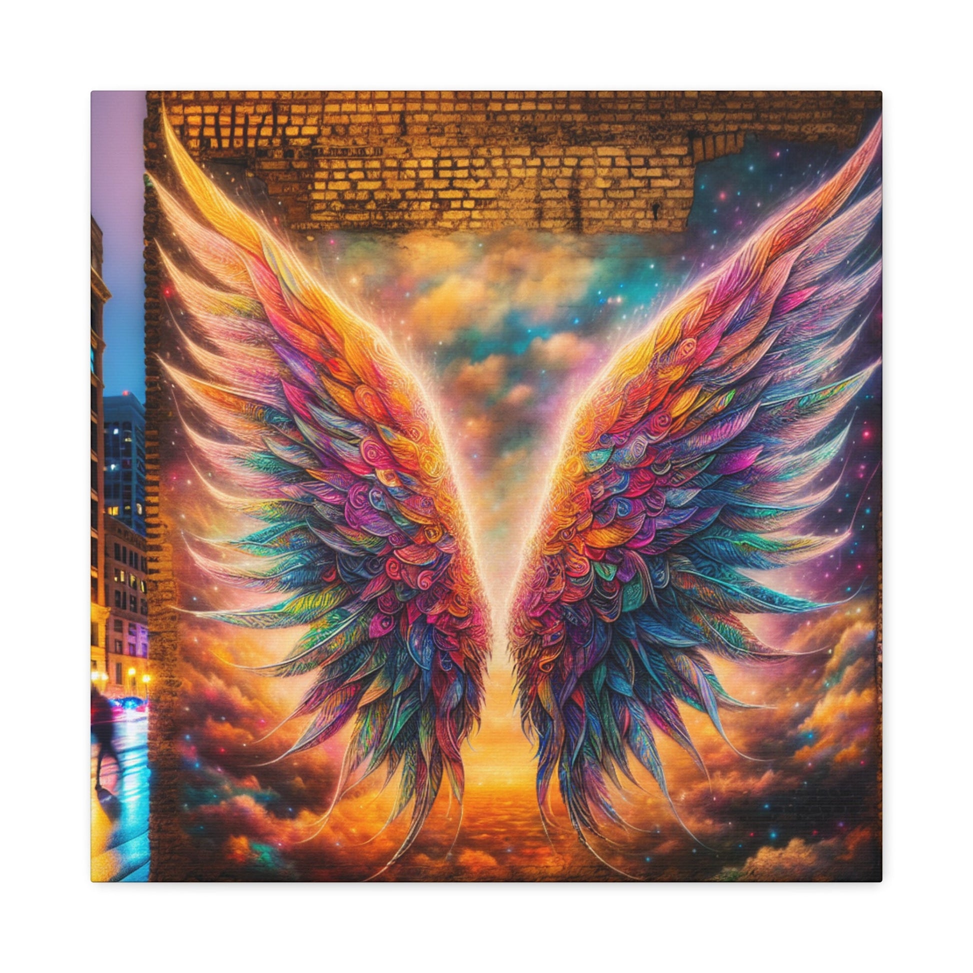 "Vibrant Celestial Wings Mural" - Canvas - Authentic4Us