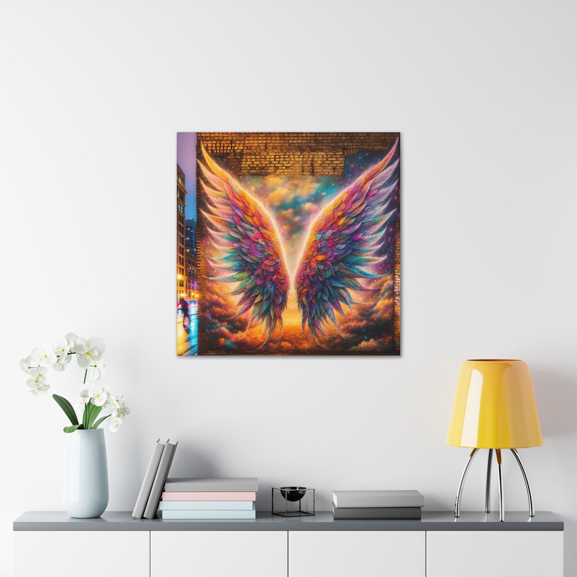 "Vibrant Celestial Wings Mural" - Canvas - Authentic4Us