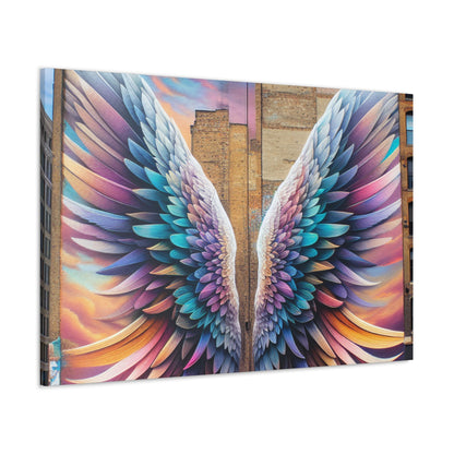 "Vibrant Feathered Wings Mural" - Canvas - Authentic4Us