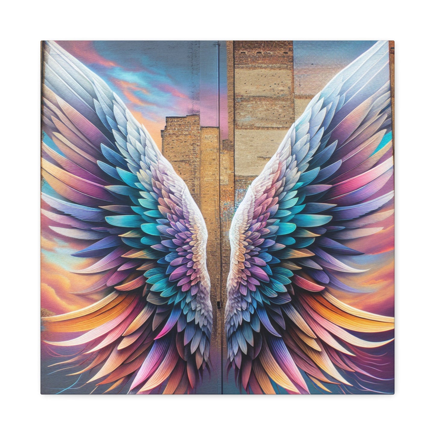 "Vibrant Feathered Wings Mural" - Canvas - Authentic4Us