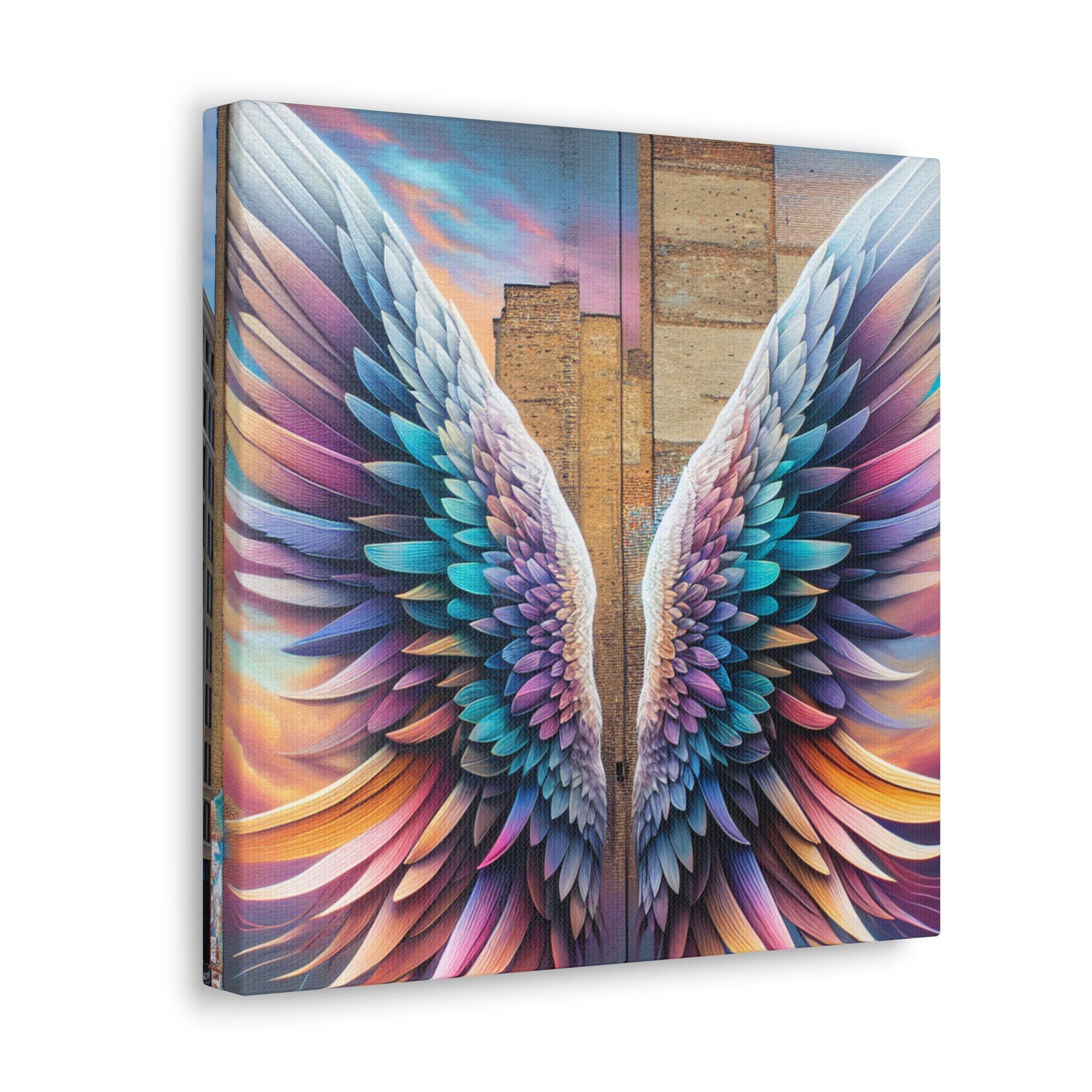 "Vibrant Feathered Wings Mural" - Canvas - Authentic4Us