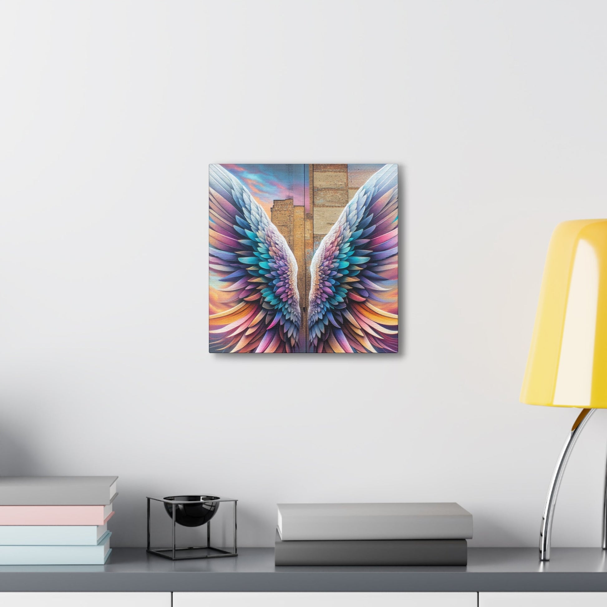 "Vibrant Feathered Wings Mural" - Canvas - Authentic4Us