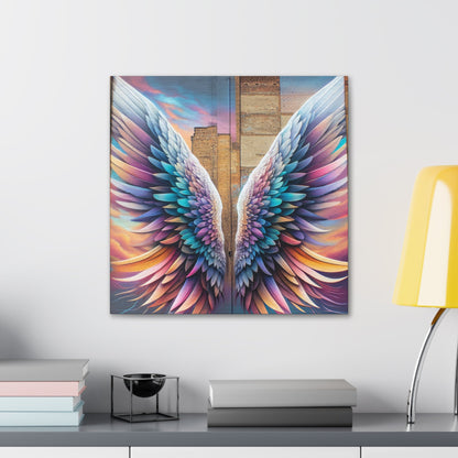 "Vibrant Feathered Wings Mural" - Canvas - Authentic4Us