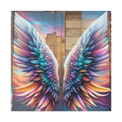 "Vibrant Feathered Wings Mural" - Canvas - Authentic4Us