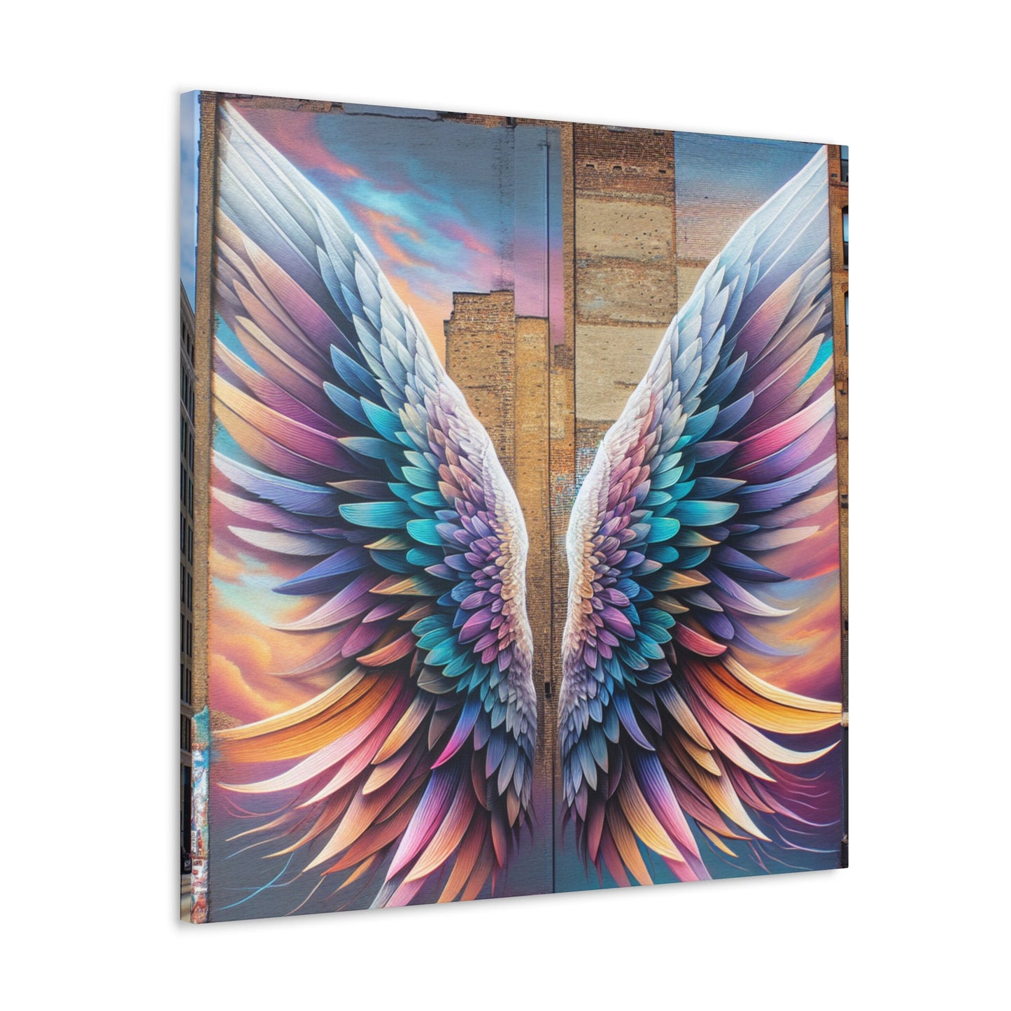 "Vibrant Feathered Wings Mural" - Canvas - Authentic4Us