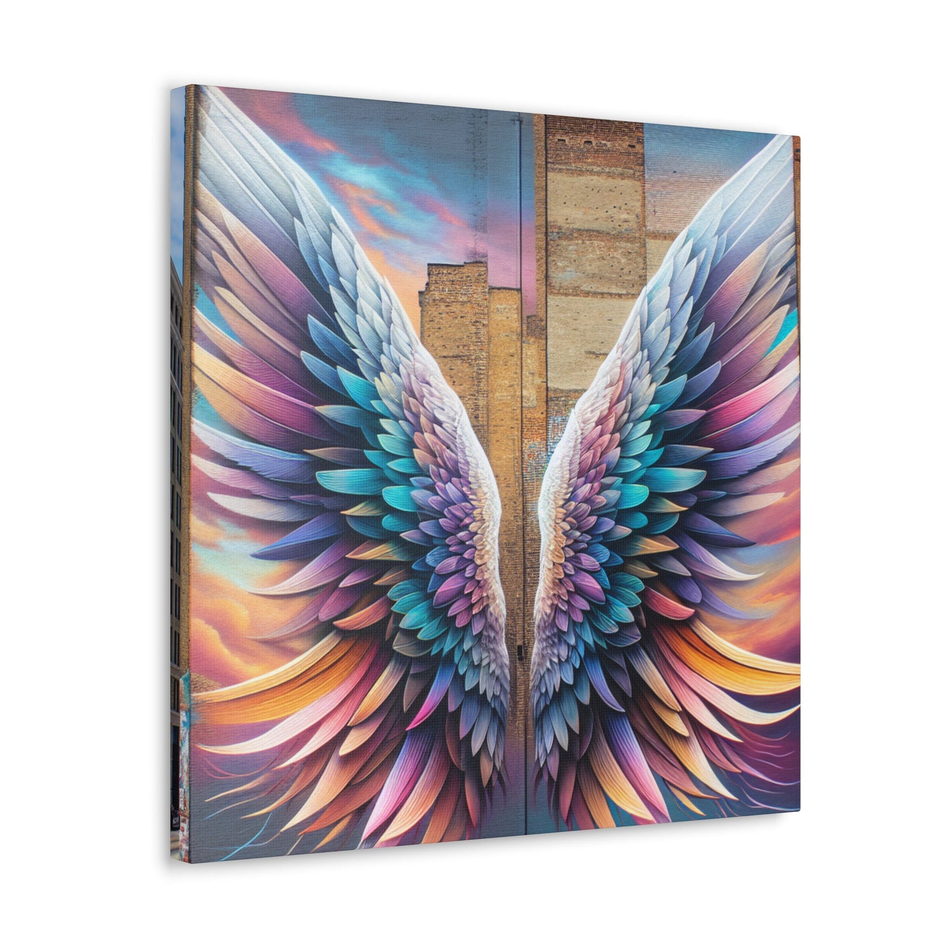 "Vibrant Feathered Wings Mural" - Canvas - Authentic4Us