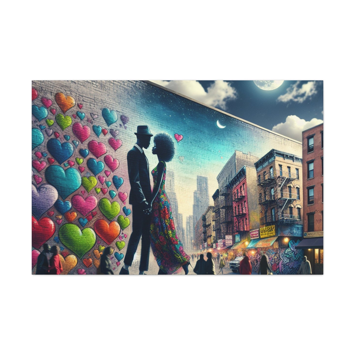 "Whimsical Urban Mural Romance" - Canvas - Authentic4Us