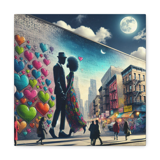 "Whimsical Urban Mural Romance" - Canvas - Authentic4Us