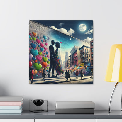 "Whimsical Urban Mural Romance" - Canvas - Authentic4Us